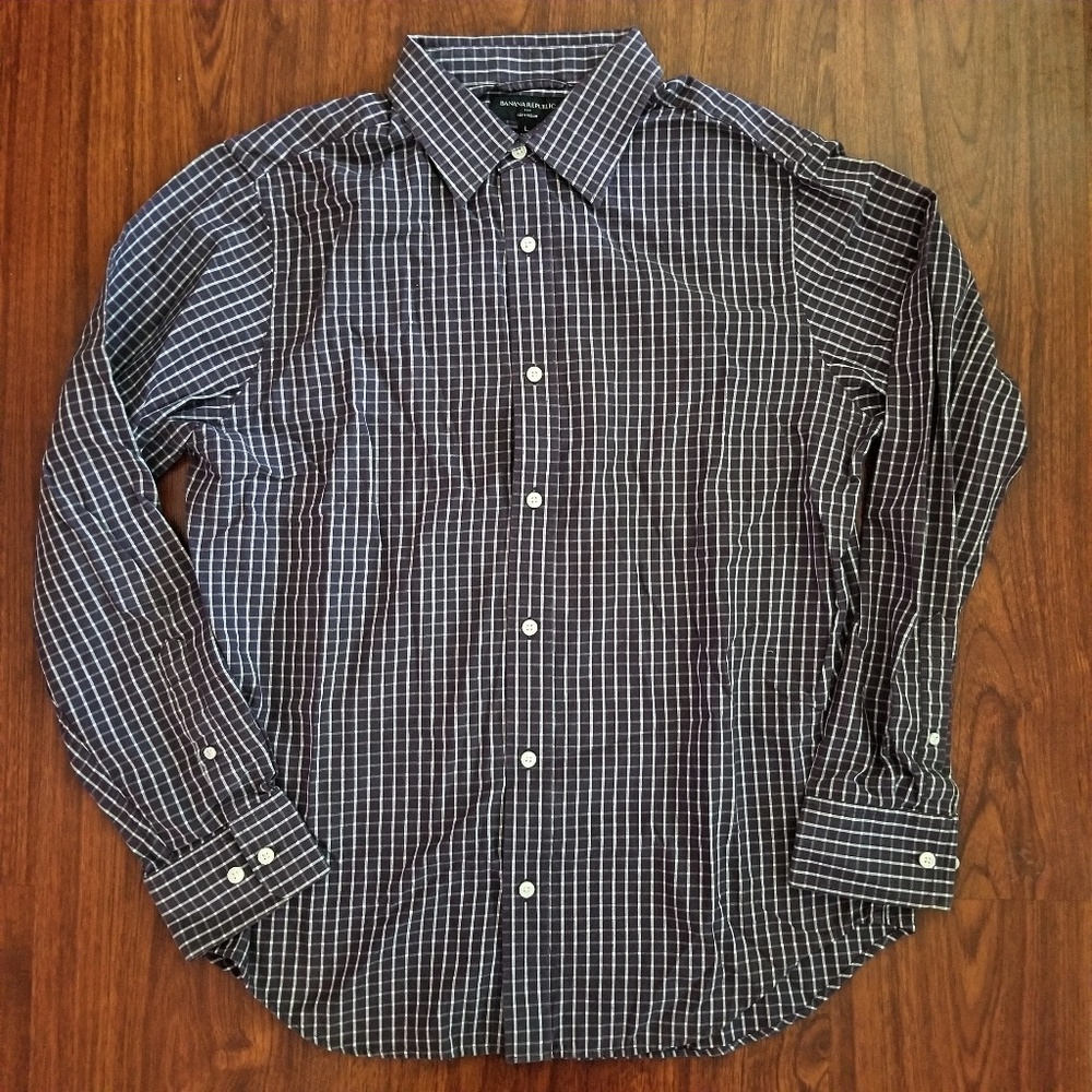 Mens Button Down Plaid Collar Shirt Work Attire